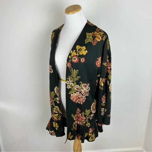 Zara Floral Open Front Blazer Jacket Size XS S - Picture 3 of 6